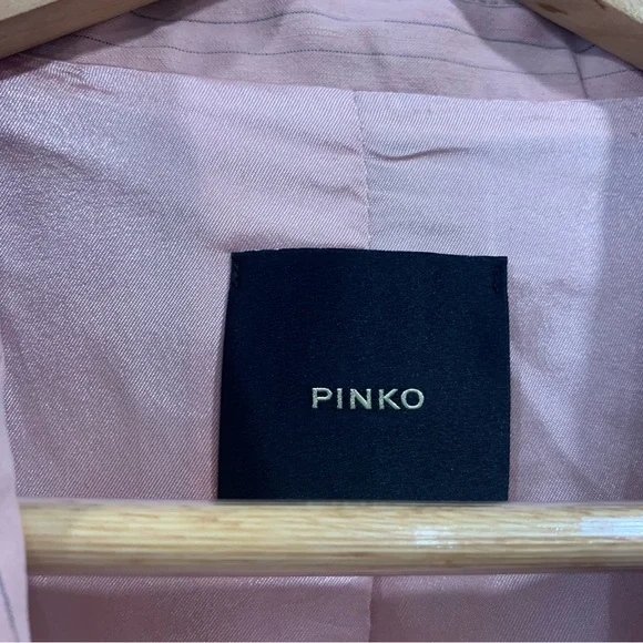 NEW Pinko Linen Double Breasted Pink Pinstripe Blazer Size 2 - Picture 8 of 12